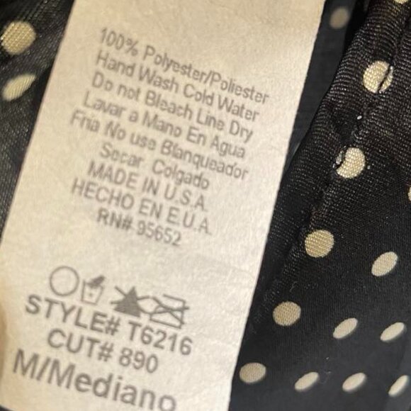 EUC Sans Souci Women's Black & White Polka Dot Blouse size Medium - Picture 5 of 6
